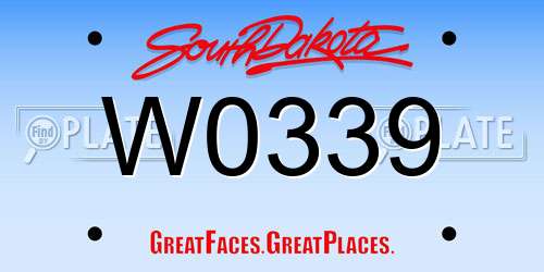W0339 South Dakota License Plate