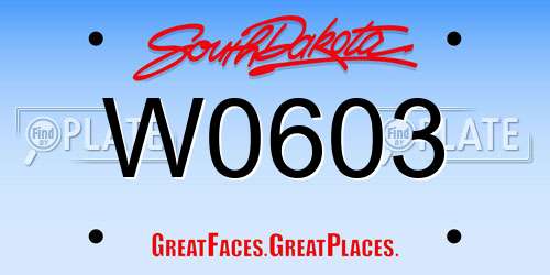 W0603 South Dakota License Plate