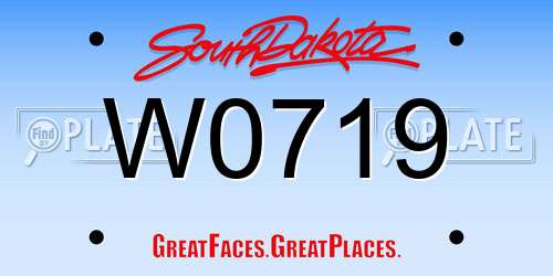 W0719 South Dakota License Plate