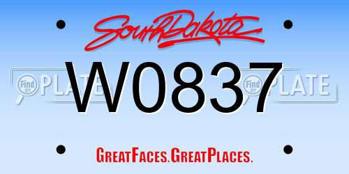 W0837 South Dakota License Plate