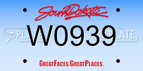 W0939 South Dakota License Plate