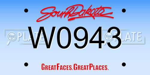 W0943 South Dakota License Plate