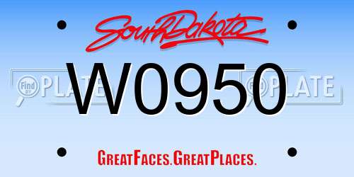 W0950 South Dakota License Plate