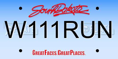W111RUN South Dakota License Plate
