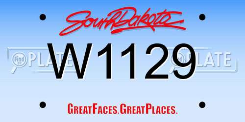 W1129 South Dakota License Plate