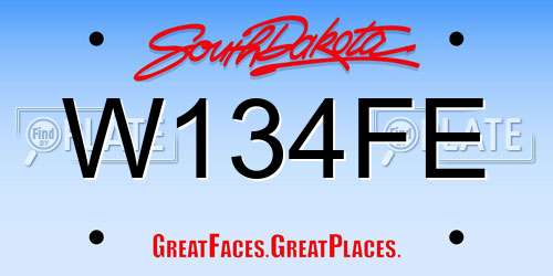 W134FE South Dakota License Plate