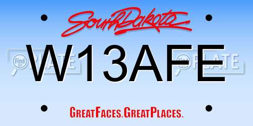 W13AFE South Dakota License Plate