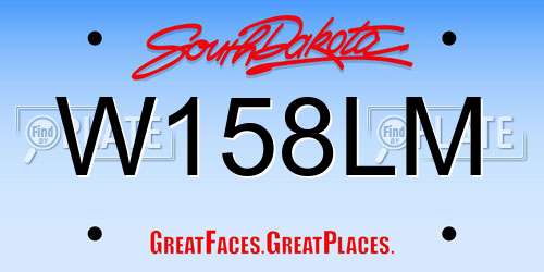 W158LM South Dakota License Plate
