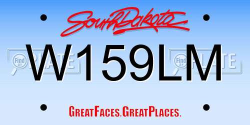 W159LM South Dakota License Plate