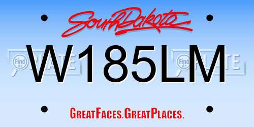 W185LM South Dakota License Plate