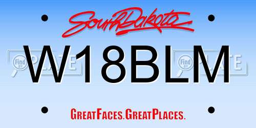 W18BLM South Dakota License Plate