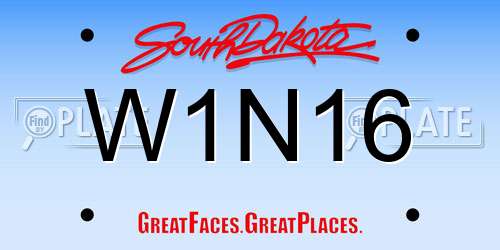 W1N16 South Dakota License Plate