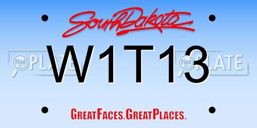 W1T13 South Dakota License Plate