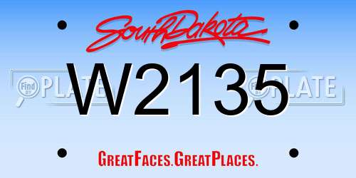 W2135 South Dakota License Plate