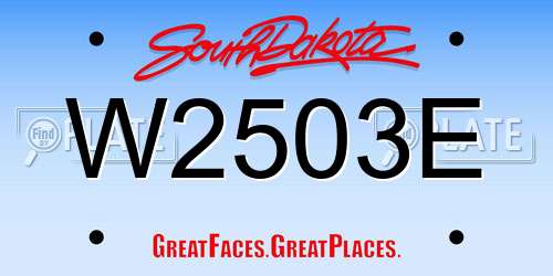 W2503E South Dakota License Plate