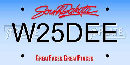 W25DEE South Dakota License Plate