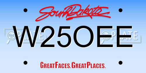 W25OEE South Dakota License Plate