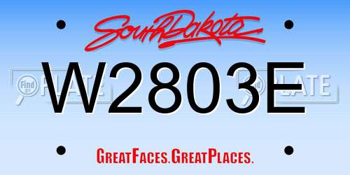W2803E South Dakota License Plate