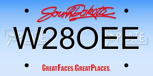 W28OEE South Dakota License Plate