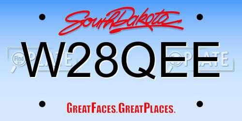 W28QEE South Dakota License Plate