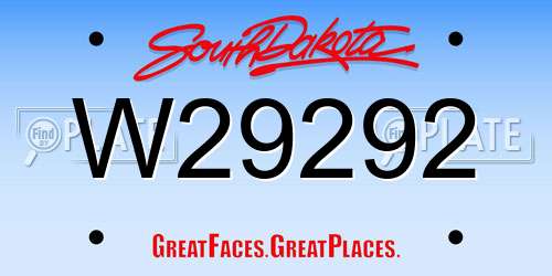 W29292 South Dakota License Plate