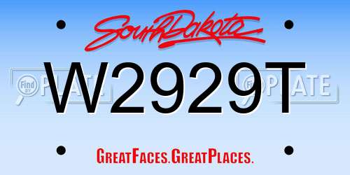W2929T South Dakota License Plate