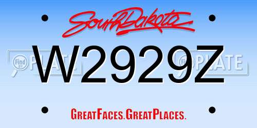 W2929Z South Dakota License Plate