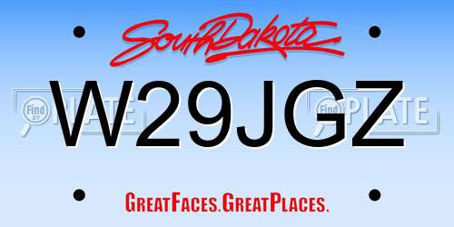W29JGZ South Dakota License Plate