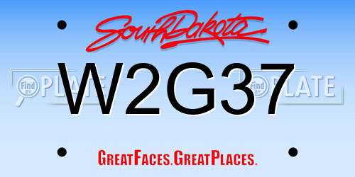 W2G37 South Dakota License Plate