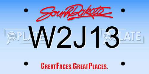 W2J13 South Dakota License Plate