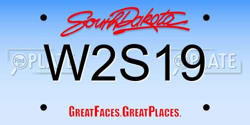 W2S19 South Dakota License Plate