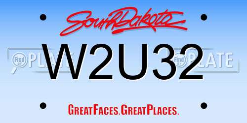 W2U32 South Dakota License Plate