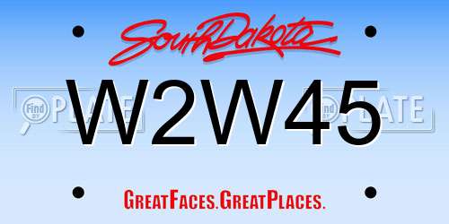 W2W45 South Dakota License Plate