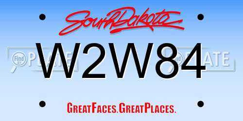 W2W84 South Dakota License Plate