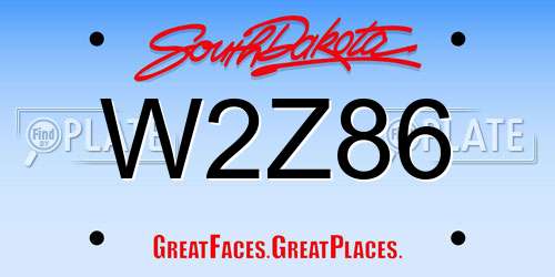 W2Z86 South Dakota License Plate