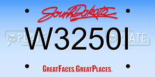 W3250I South Dakota License Plate