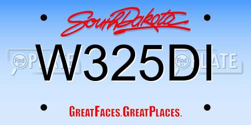 W325DI South Dakota License Plate