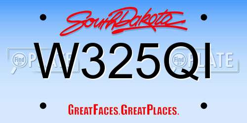 W325QI South Dakota License Plate