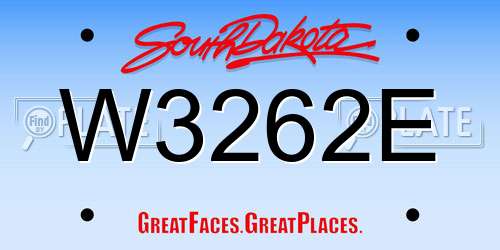 W3262E South Dakota License Plate