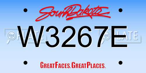 W3267E South Dakota License Plate