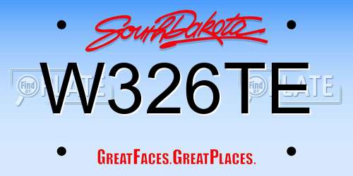 W326TE South Dakota License Plate