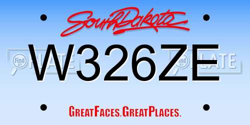 W326ZE South Dakota License Plate