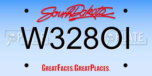 W328OI South Dakota License Plate