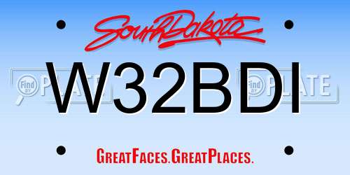 W32BDI South Dakota License Plate