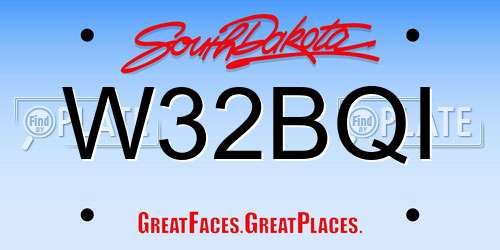 W32BQI South Dakota License Plate