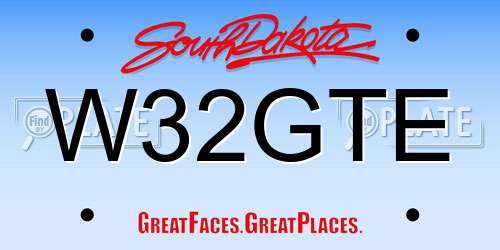 W32GTE South Dakota License Plate