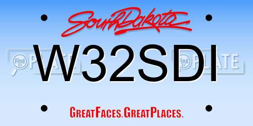 W32SDI South Dakota License Plate
