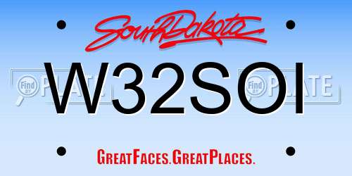 W32SOI South Dakota License Plate