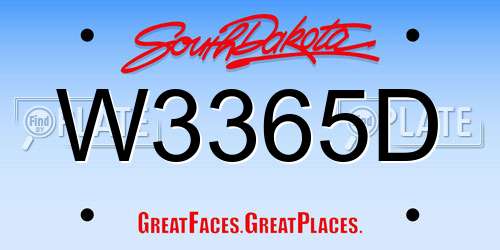 W3365D South Dakota License Plate