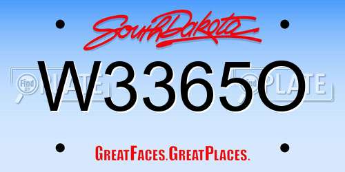 W3365O South Dakota License Plate